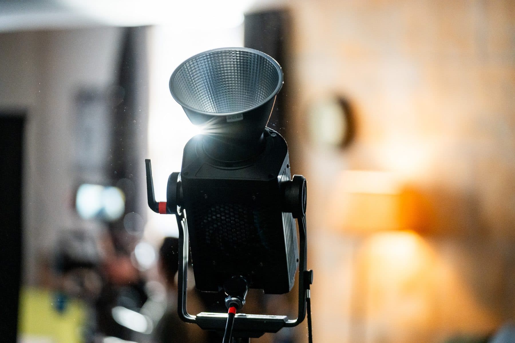 Close-up of an Aputure Light Storm 600d fixture